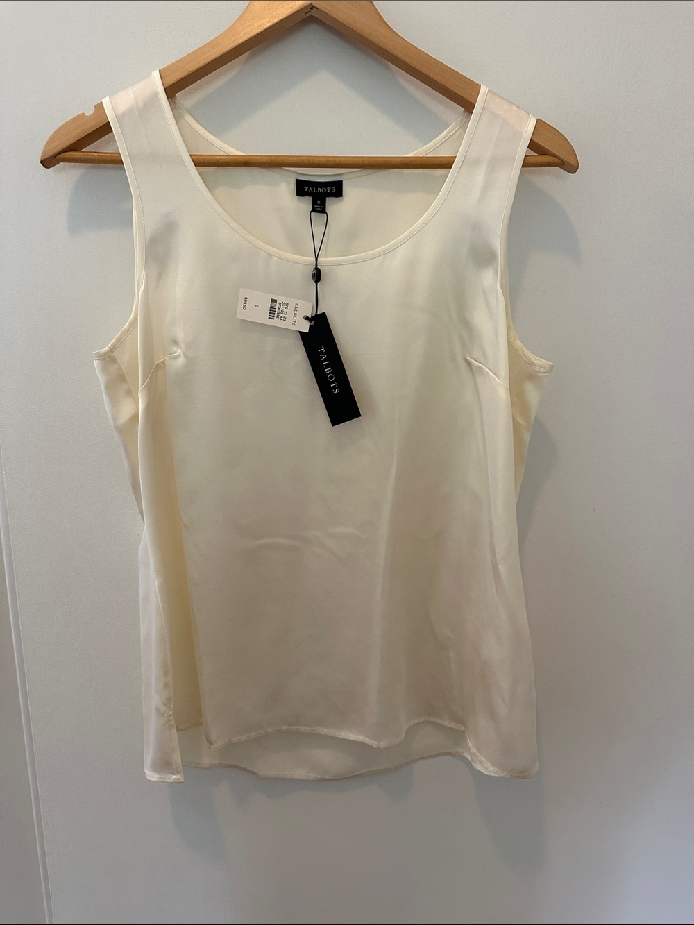 Talbots Cream Sleeveless Silk-Blend Scoop Neck Camisole